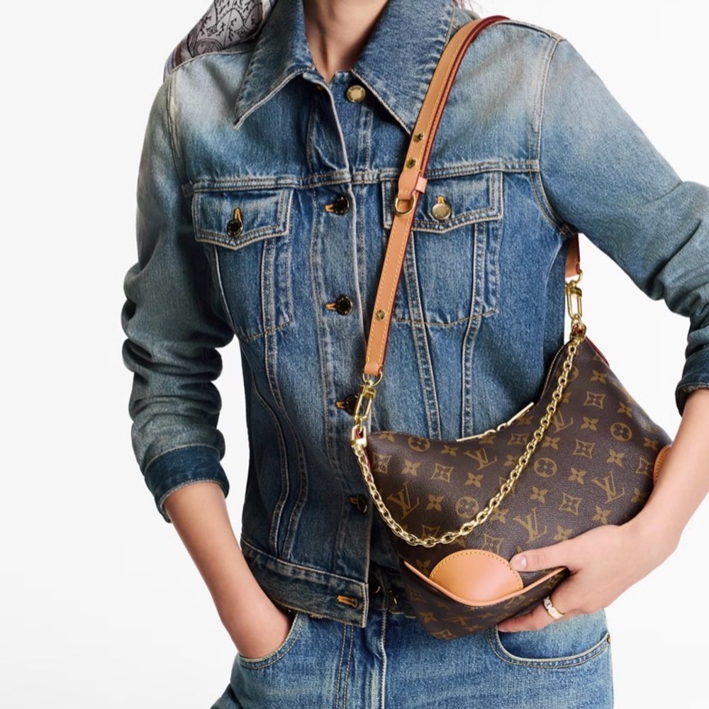 Louis Vuitton Monogram Hobo with Gold Chain and Tan Trim - Picture 7 of 8